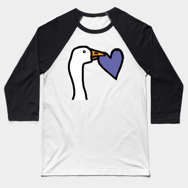 Gaming Goose Portrait Stealing Very Peri Periwinkle Valentines Day Heart Baseball T-Shirt by ellenhenryart